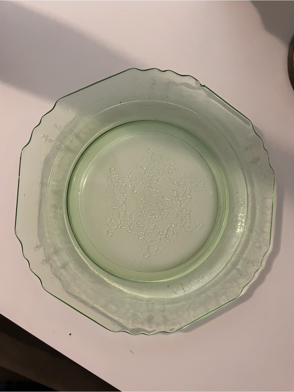 Antique Green Depression Glass Side Plate